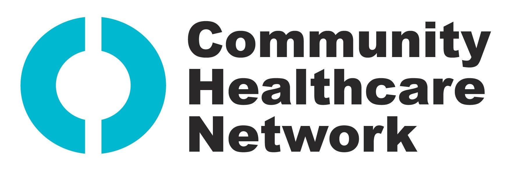 Community Healthcare Network logo featuring a teal circular symbol with two white gaps on each side, next to the words "Community Healthcare Network" in bold black text—serving behavioral health in Nashville TN.