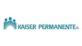 Kaiser Permanente logo featuring three stylized human figures above a sunburst design, with the text "Kaiser Permanente" in blue to the right.