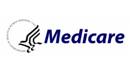 Medicare logo featuring a stylized eagle outline next to the word "Medicare" in bold blue letters, with "Department of Health & Human Services - USA" in a circular pattern around the eagle.