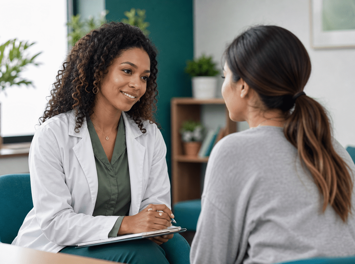 Compassionate counselor speaking with a patient about kratom withdrawal treatment options in Nashville Tennessee