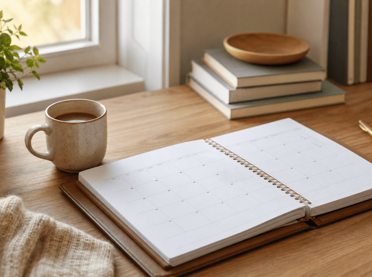 open planner and coffee on a desk representing planning and duration of an intensive outpatient program
