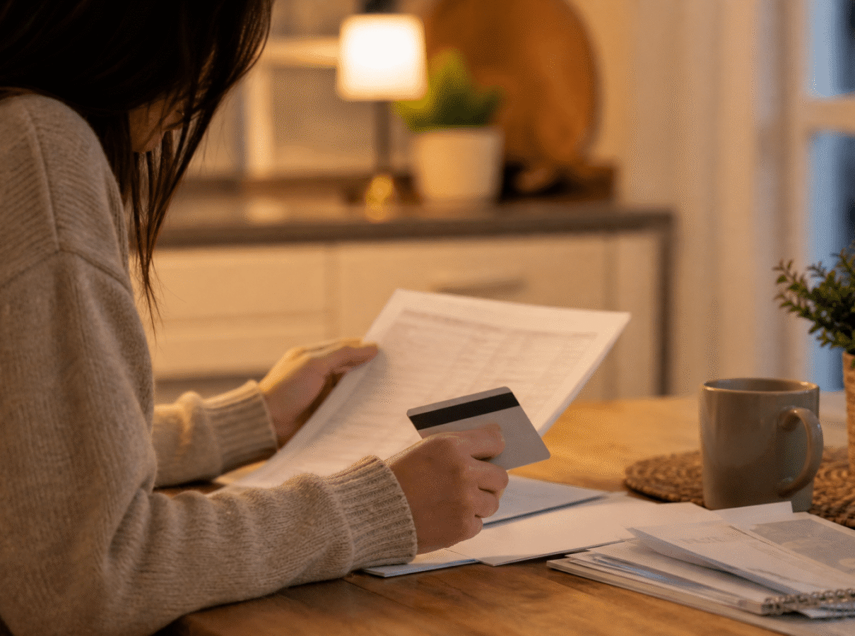 person reviewing insurance paperwork and card for mental health treatment coverage in Tennessee